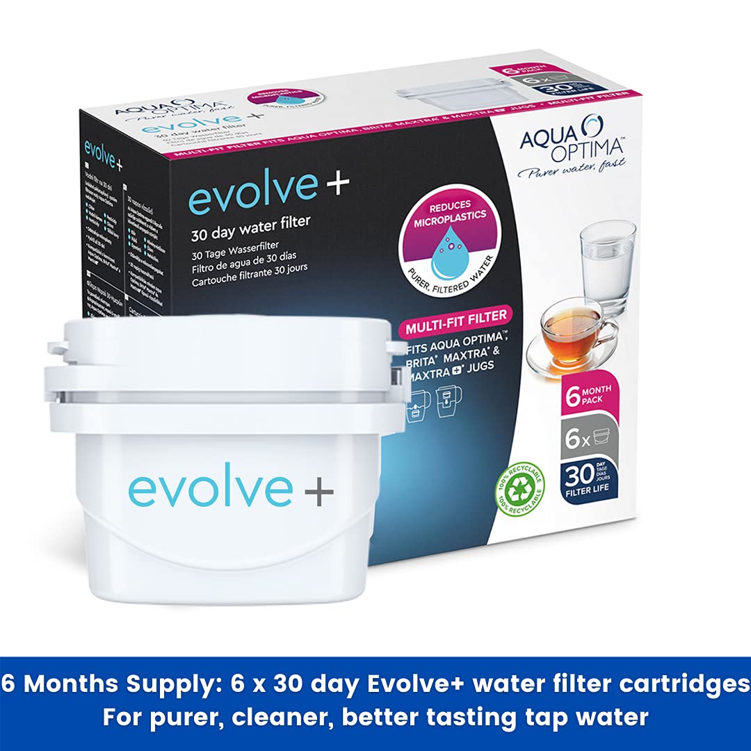 Aqua Optima EPS612 Evolve plus 30 Day Water Filter Cartridge, 6 Pack (6 Months Supply), Old Version Single