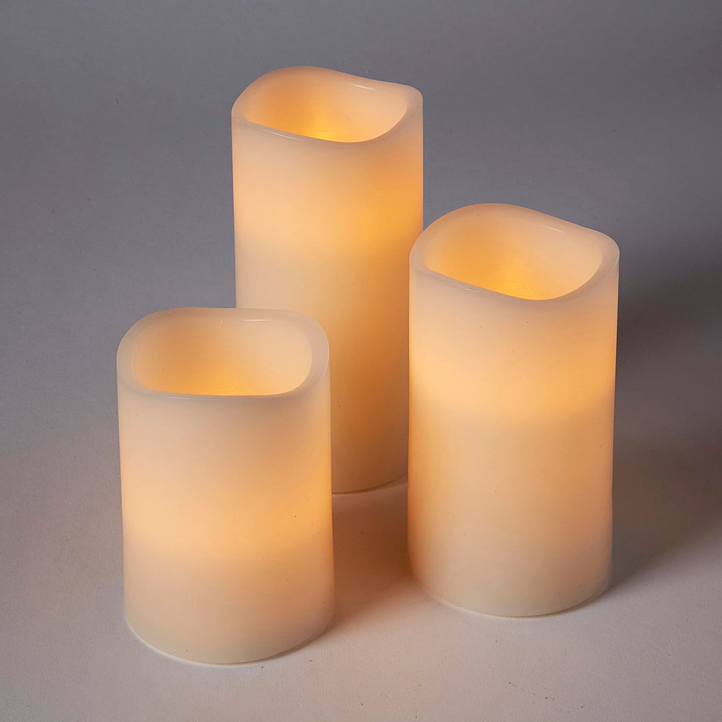 Lights4fun Set of 3 Real Wax Battery Operated Flameless LED Candles with Timer