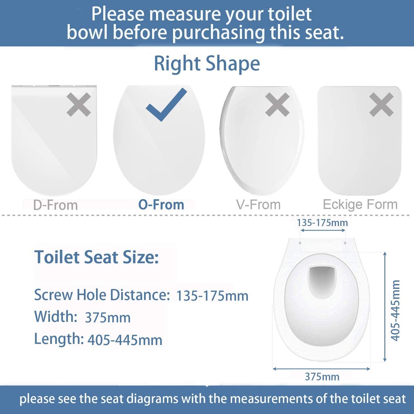 Toilet Seat, MUJIUSHI Soft Close Toilet Seats with Non-Slip Seat Bumpers & Metal Screw Bolts, Fit Standard Round Toilet, Quick Release No Slam White Toilet Lid with Cover, Easy to Install & Clean White - O Shape