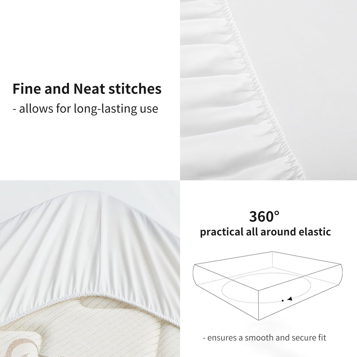 RUIKASI Superking Fitted Sheet Deep - White Bottom Sheet for Super Kingsize Bed with 40cm 16 Inches Extra Deep Sided Pocket, Soft Microfiber Bedsheet Ultra Deep Fit with Mattress Super King