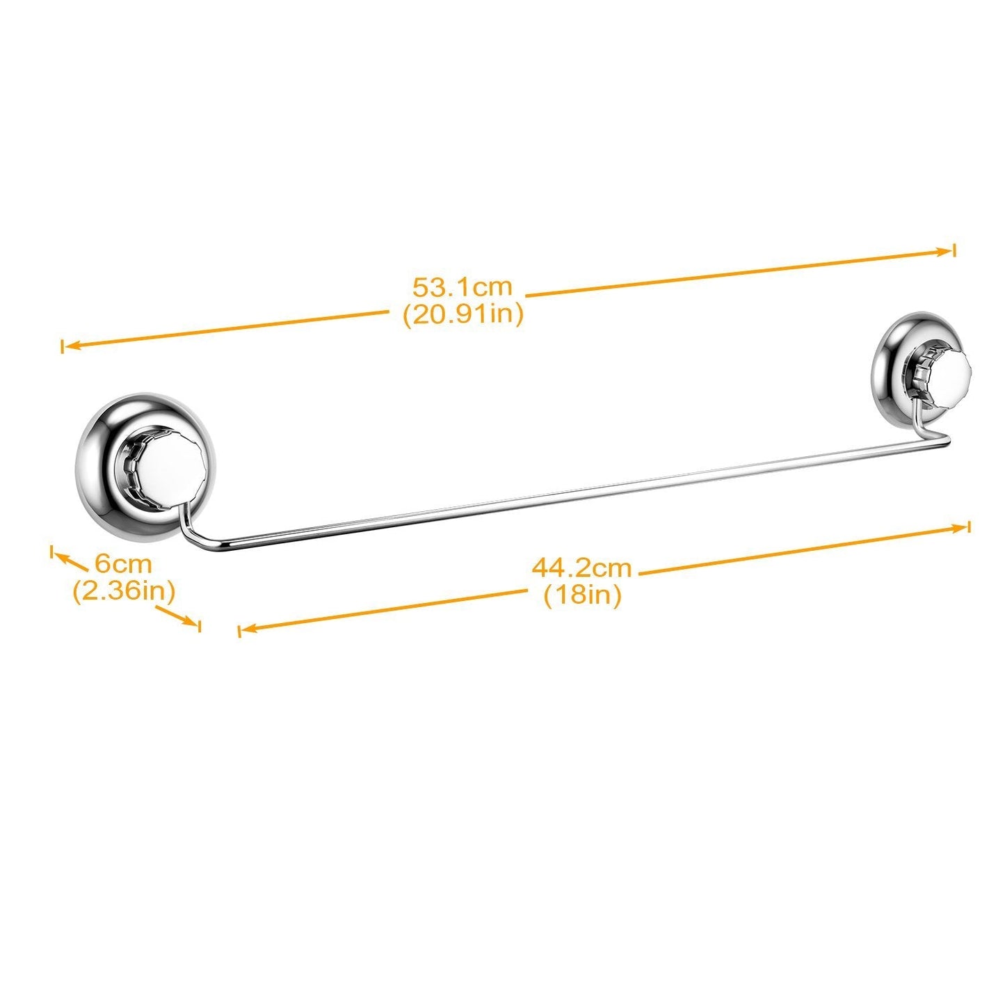 MaxHold No-Drilling - Suction Cup Single Towel Bar 18" - Towel Rack Holder - Vaccum System - Stainless Steel Never Rust - Towel Rail for Bathroom & Kitchen No.2 18“ Towel Bar