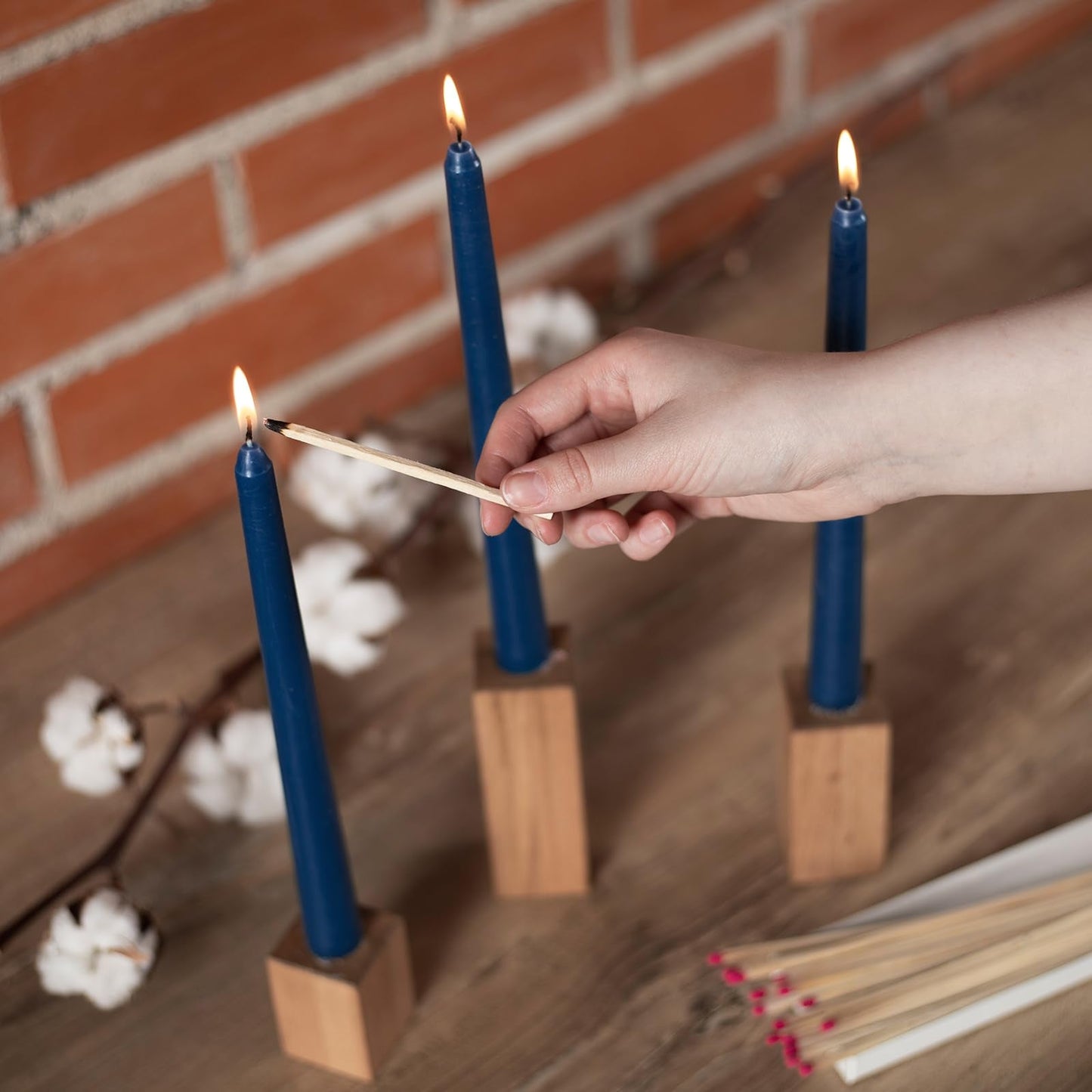 CANDWAX 25 cm Taper Candle Set of 12 - Dripless Tapered Candles Unscented Candle Sticks - Long Dinner Candles Long Burning - Dark Blue Candles 10 inch