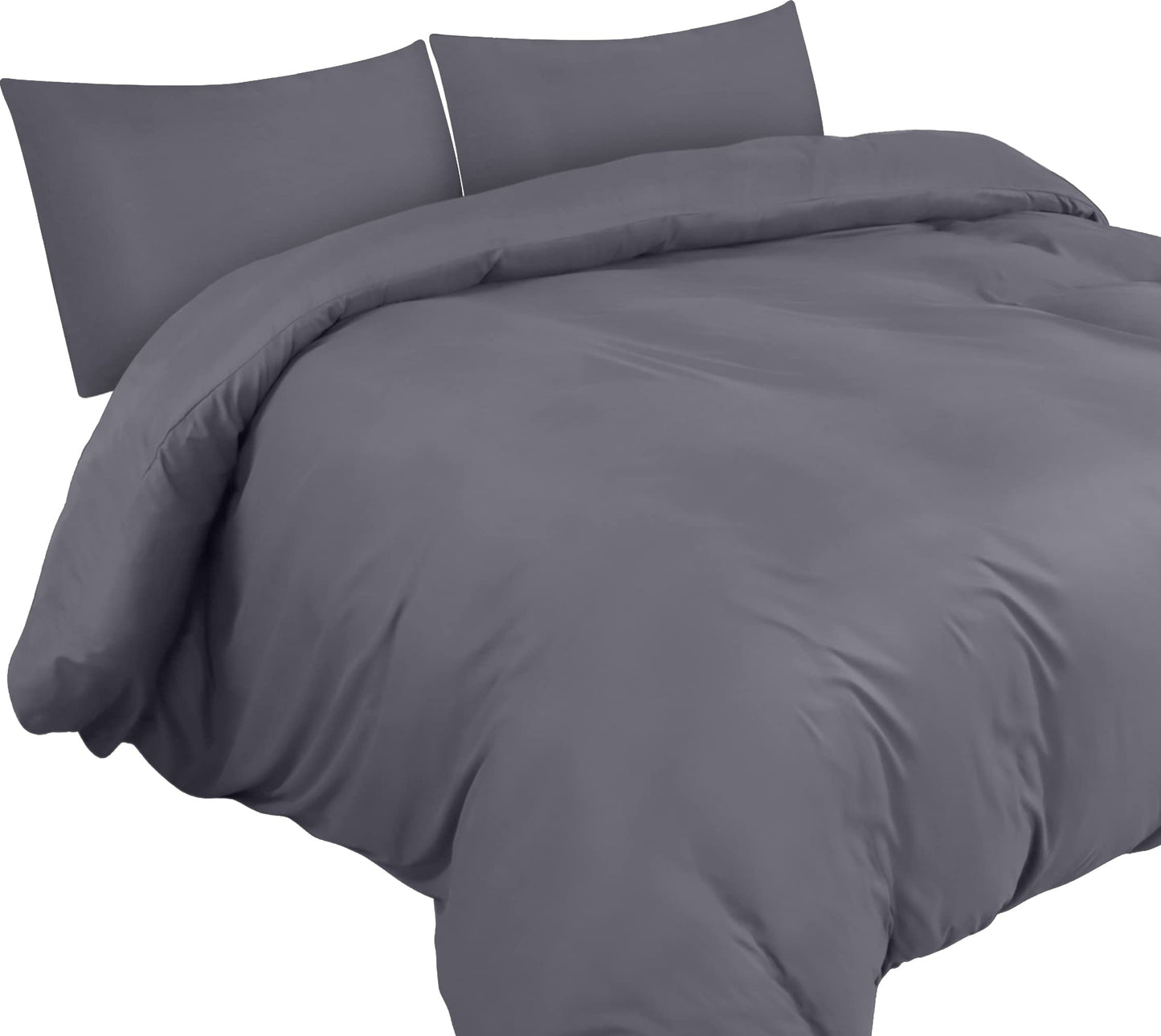 Utopia Bedding Duvet Cover Double - Soft Microfibre Polyester - Bedding Quilt Cover Set, with Pillow cases (Grey) Grey