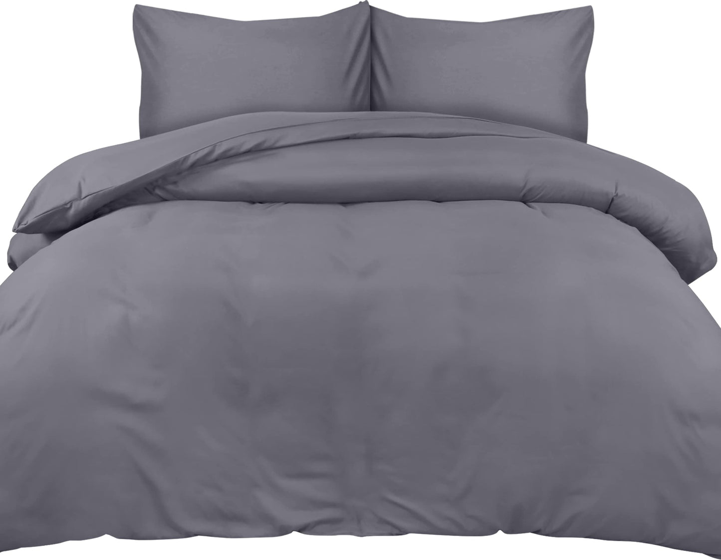 Utopia Bedding Duvet Cover Double - Soft Microfibre Polyester - Bedding Quilt Cover Set, with Pillow cases (Grey) Grey