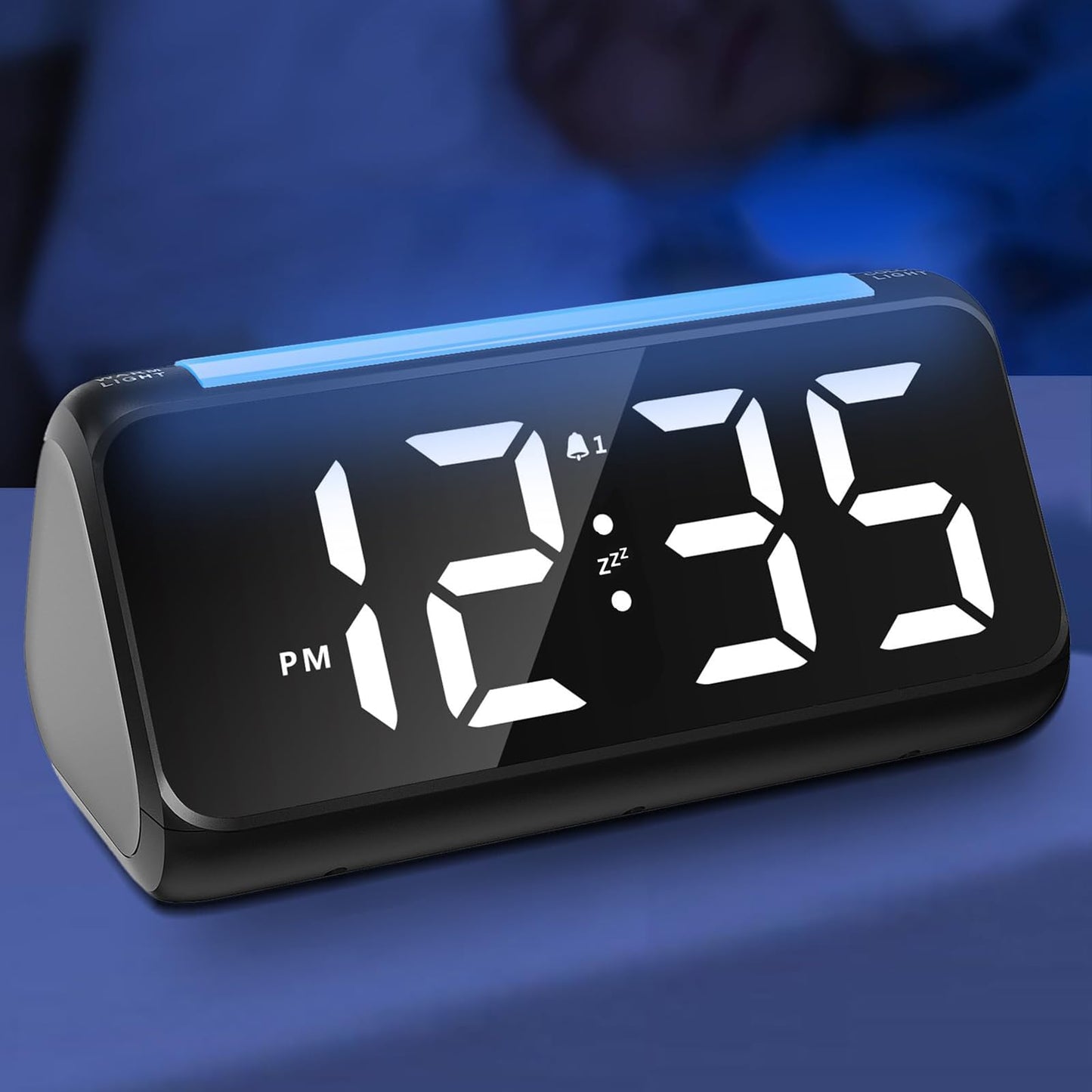 Alarm Clock Bedside with Night Light, Simple Large LED Display Big Number Digital Alarm Clocks for Living Room, with Dimmer USB Charger, Dual Alarm Clocks, Room Decor Black