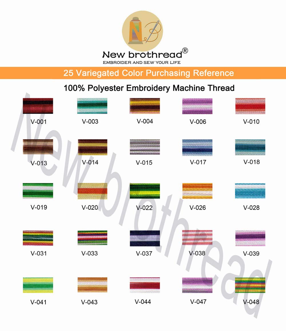 New brothread 25 Colors Variegated Polyester Machine Embroidery Thread Kit 500M (550Y) Each Spool for Brother Janome Babylock Singer Pfaff Bernina Husqvaran Embroidery and Sewing Machines