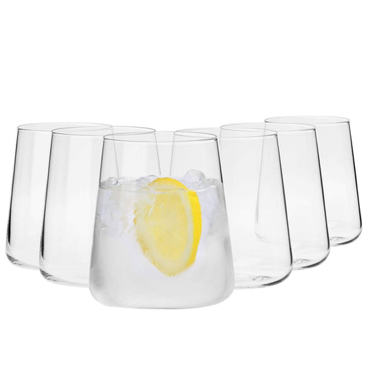 Krosno Water Juice Gin Tumbler Drinking Glasses | Set of 6 | 380 ML | Avant-Garde Collection | Whiskey Glasses Gift Set Tumblers Cocktail Set | Crystal Glass | Home & Bar | Glass Cups Glassware 6 Count (Pack of 1)