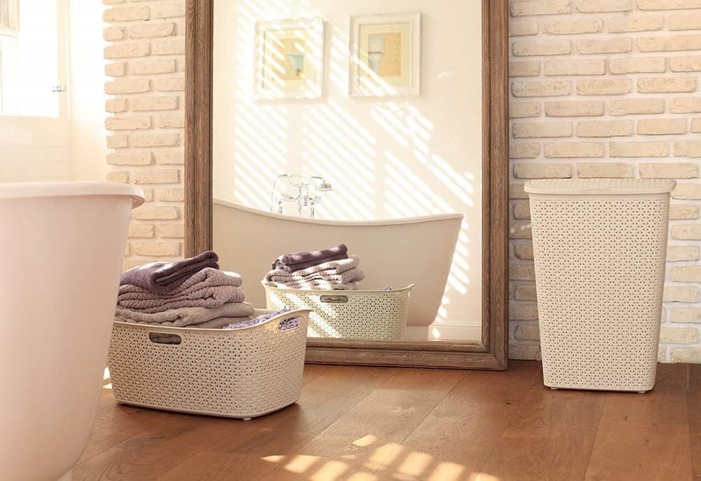 Curver 00745-885-00 "My Style" Clothes Basket, Cream, 60 x 39 x 28 cm White 47L Basket Single