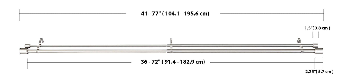 Amazon Basics 2,54 cm Double Curtain Rod with Cap Finials, 91.4 to 183 cm, Nickel Double Rod