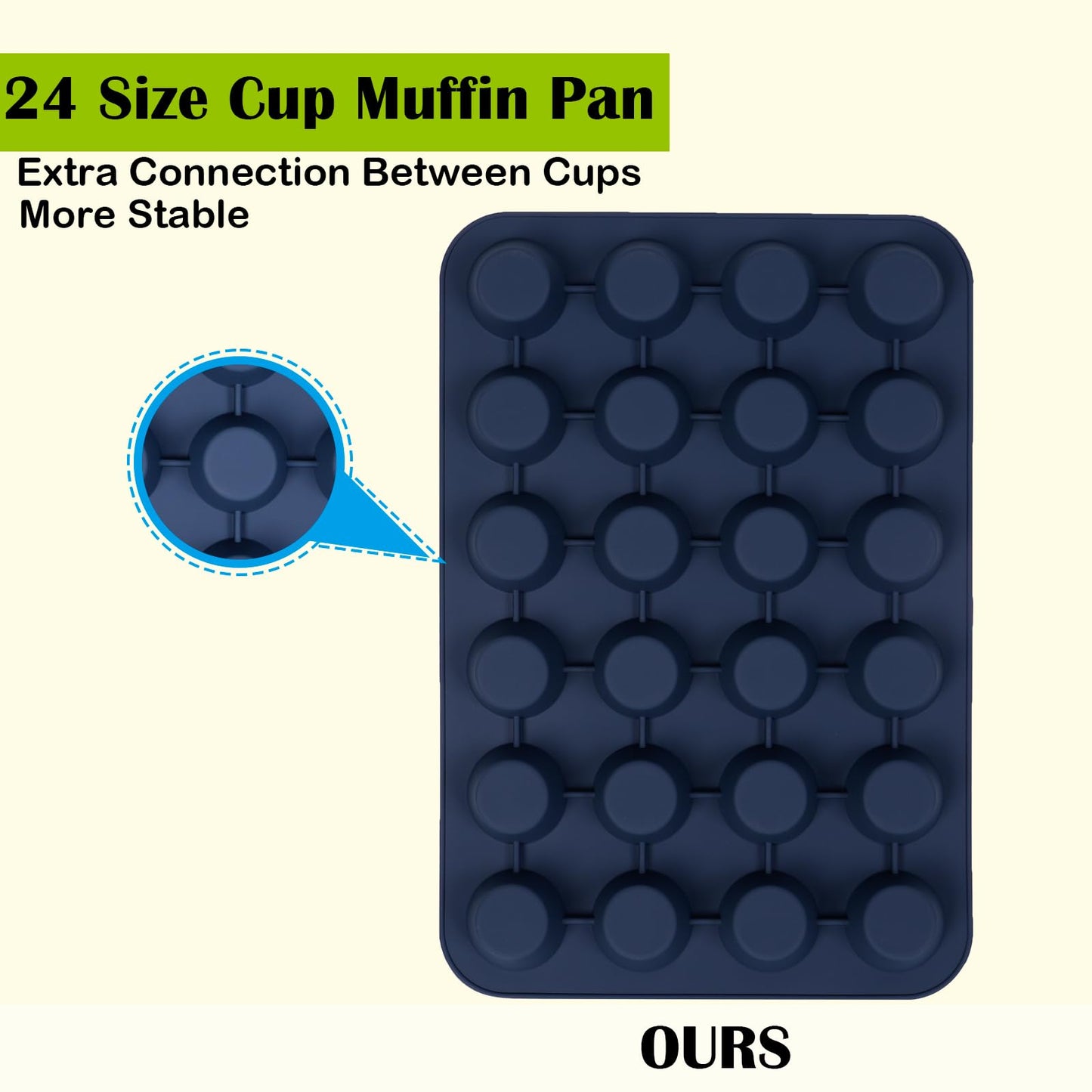 SUPER KITCHEN Mini Muffin Tray 24 Cup Silicone Muffins Pan, Non-Stick Cupcake Tin, Silicon Mould Bakeware, Reusable Baking Case for Mini Mince Pie, Cupcakes, Dishwasher Safe, 34 x 23 x 2.5 cm (Grey) Grey 24 Cups