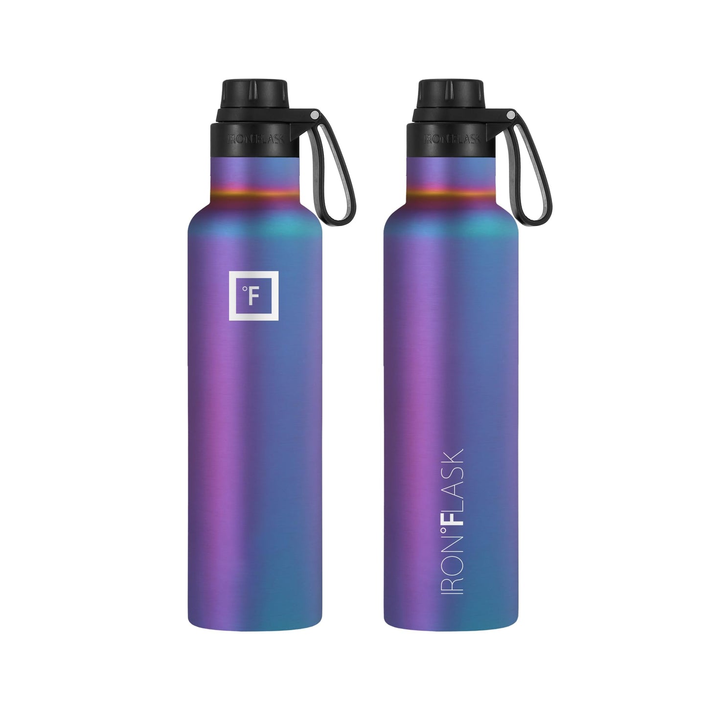 IRON °FLASK Sports Water Bottle - 24 Oz - 3 Lids (Narrow Spout Lid) Leak Proof, Durable Vacuum Insulated Stainless Steel - Hot & Cold Double Walled Insulated Thermos - Mothers Day Gifts Aurora