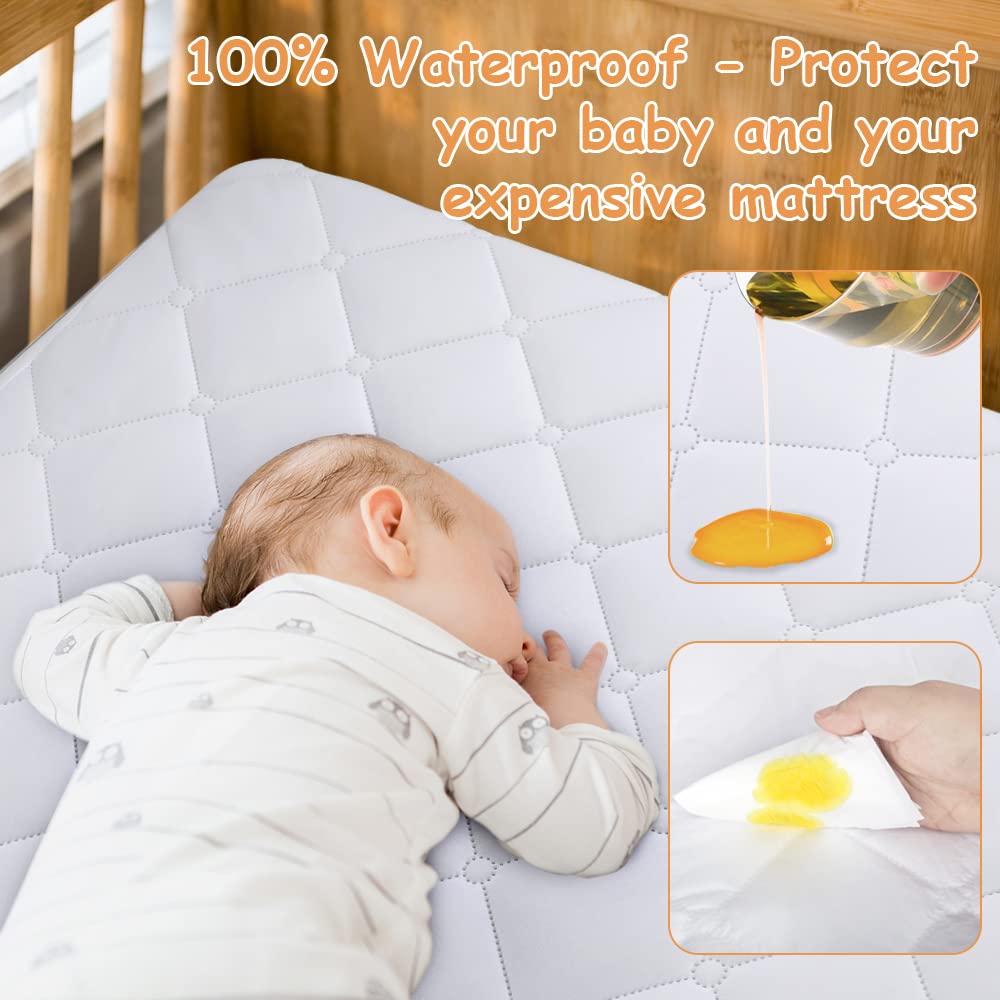 Yoofoss Waterproof Mattress Protector, 70 X 140CM Quilted Fitted Crib Mattress Protector, Ultra Soft Breathable Toddler Mattress Protector Baby Crib Mattress Cover 70x140 cm (Pack of 1)