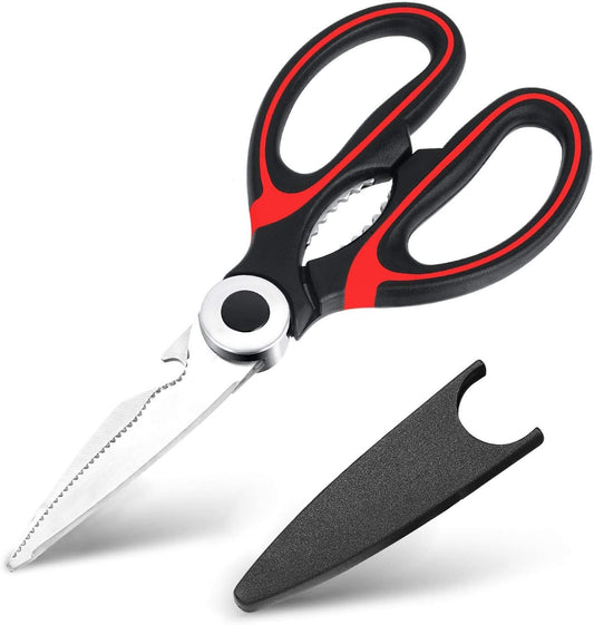 Latest Sharp Kitchen Scissors Heavy Duty Multifunction Purpose Utility Cooking Scissors for Chicken Meat Fish Poultry Vegetables Nuts Household Necessity