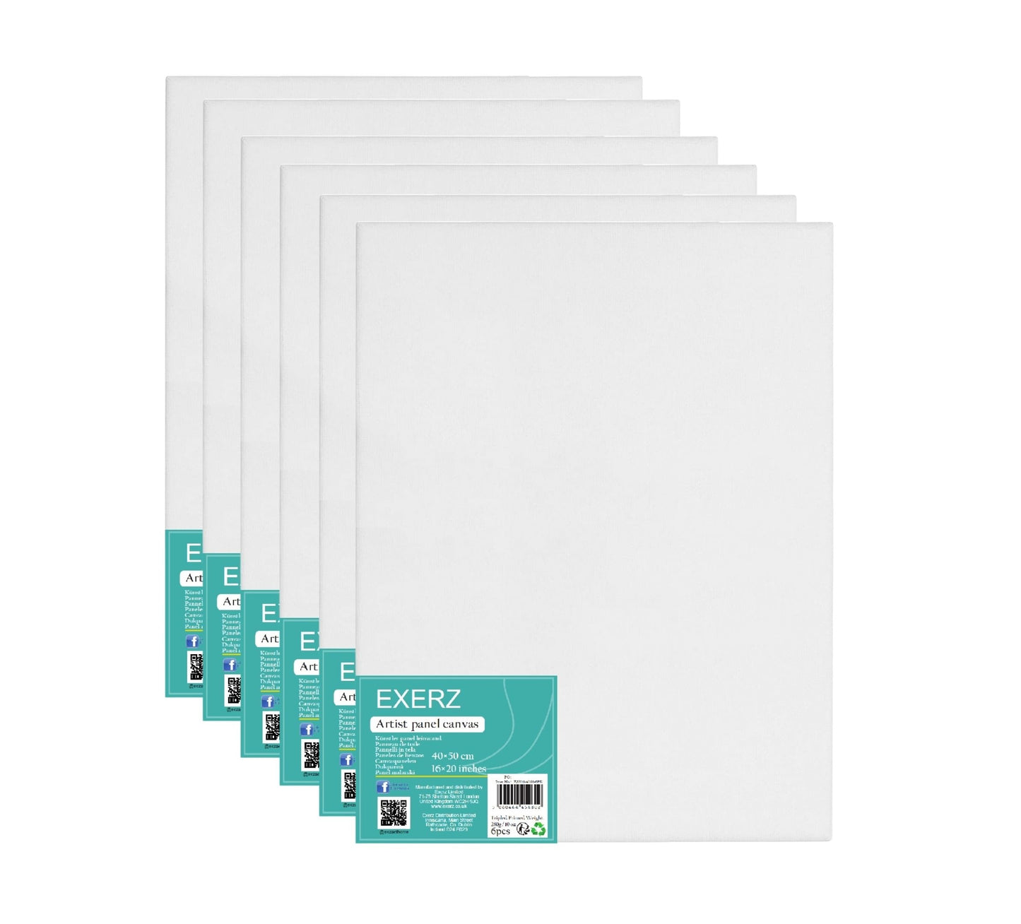 Exerz 40x50cm Canvas Panels 6pcs/ 3mm Artist Canvas Board Blank/ 280gsm 100% Cotton/Triple Primed/Acid Free/Medium Grain - Oil & Acrylic Painting for Artists at All Levels 40x50cm-6PK