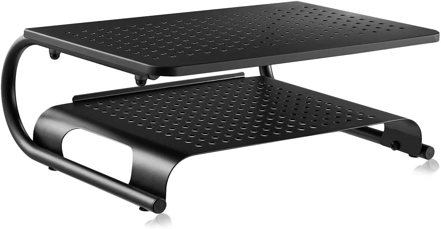 Suptek Monitor Stand Riser for Computer, Laptop, Printer, Notebook and All Flat Screen Display with Vented Metal Platform and 160mm Height Underneath Storage (160mm(H)) 160mm(H)