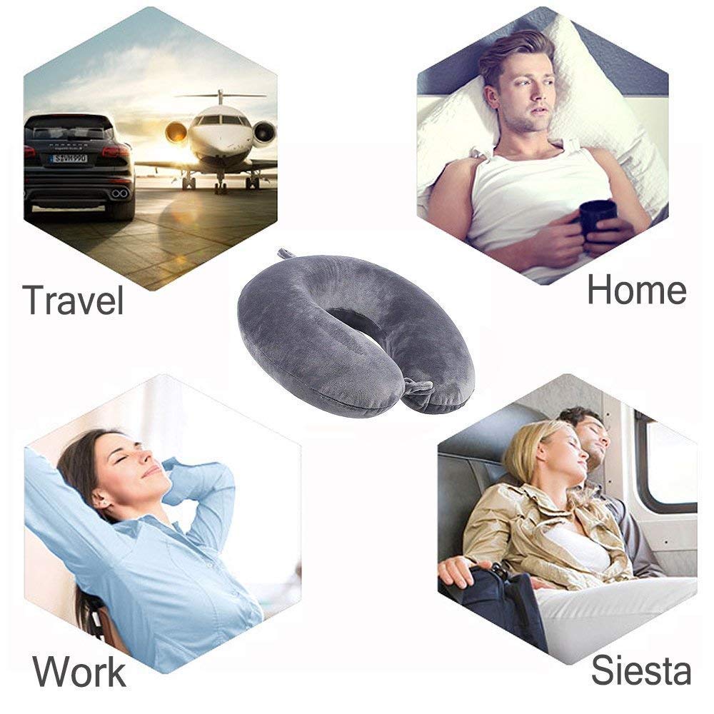 life hall Travel Pillow - Memory Foam Neck Pillow Support Pillow,Luxury Compact & Lightweight Quick Pack for Camping,Sleeping Rest Cushion (Gray) Gray