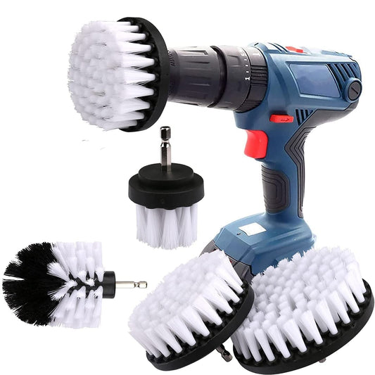 YIHATA Drill Brushes Brush Attachment, 4 Pieces Electric Cleaning Brush, Drill Scrubbing Brushes for Car Cleaning Kit, Great for Carpet Floor Bathroom Toilet Tub Kitchen Marble Ceramic Surface(White) 4 PCS White