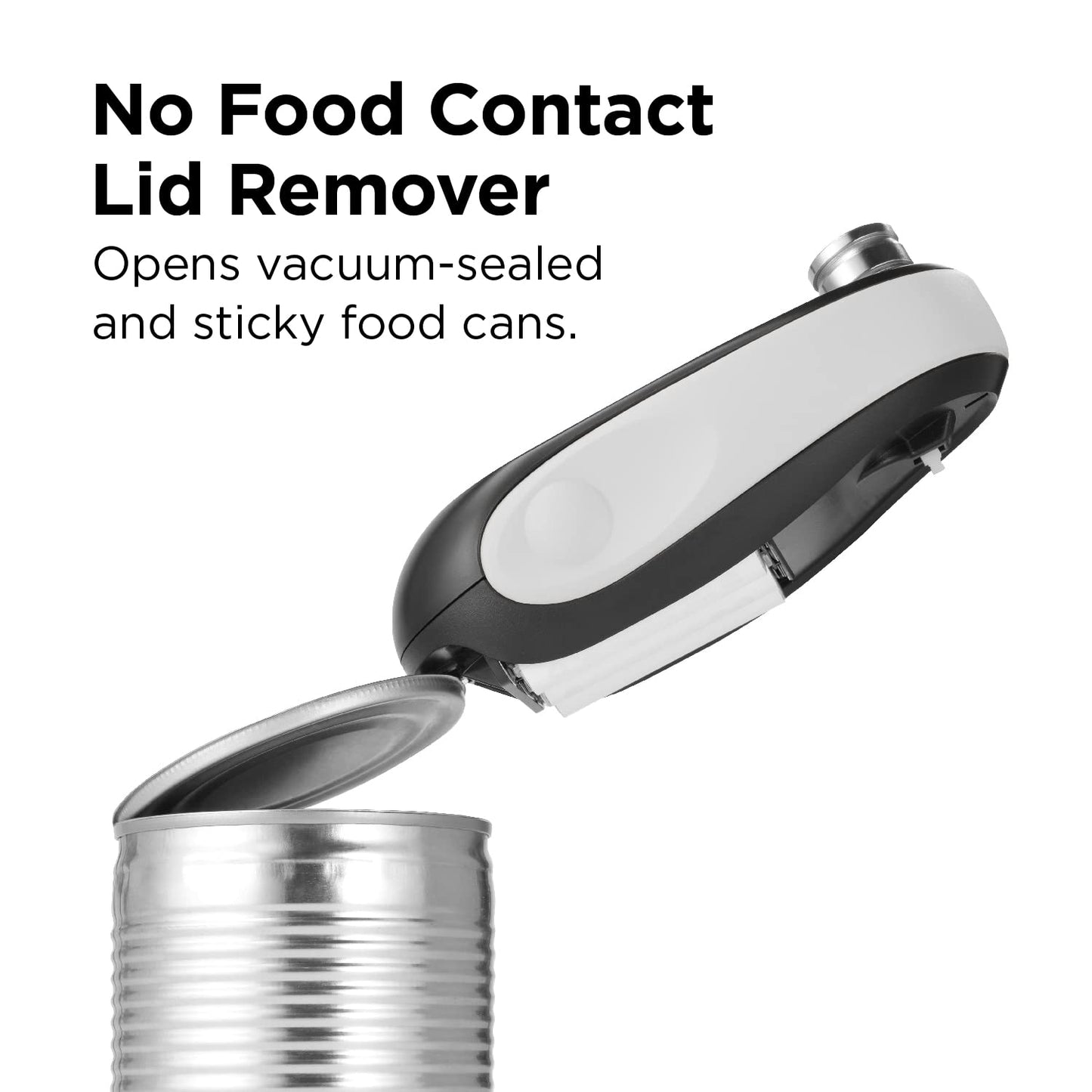 Kitchen Mama One-to-Go Electric Can Opener: Open Cans with One Press - Auto Detect & Cut Any Can Shape, with Auto-Stop, No Sharp Edges, Handy Lid Remover, Battery Powered (White) One-to-go White