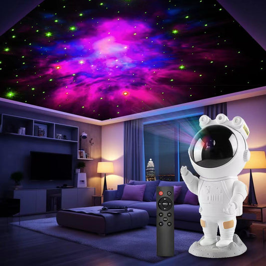 Astronaut Star Projector Galaxy Night Light - Space Projector, Starry Nebula Ceiling Projection Lamp with Timer, Remote Control and 360° Adjustable, Bedroom Decor Aesthetics, Gifts for Kids and Adults White