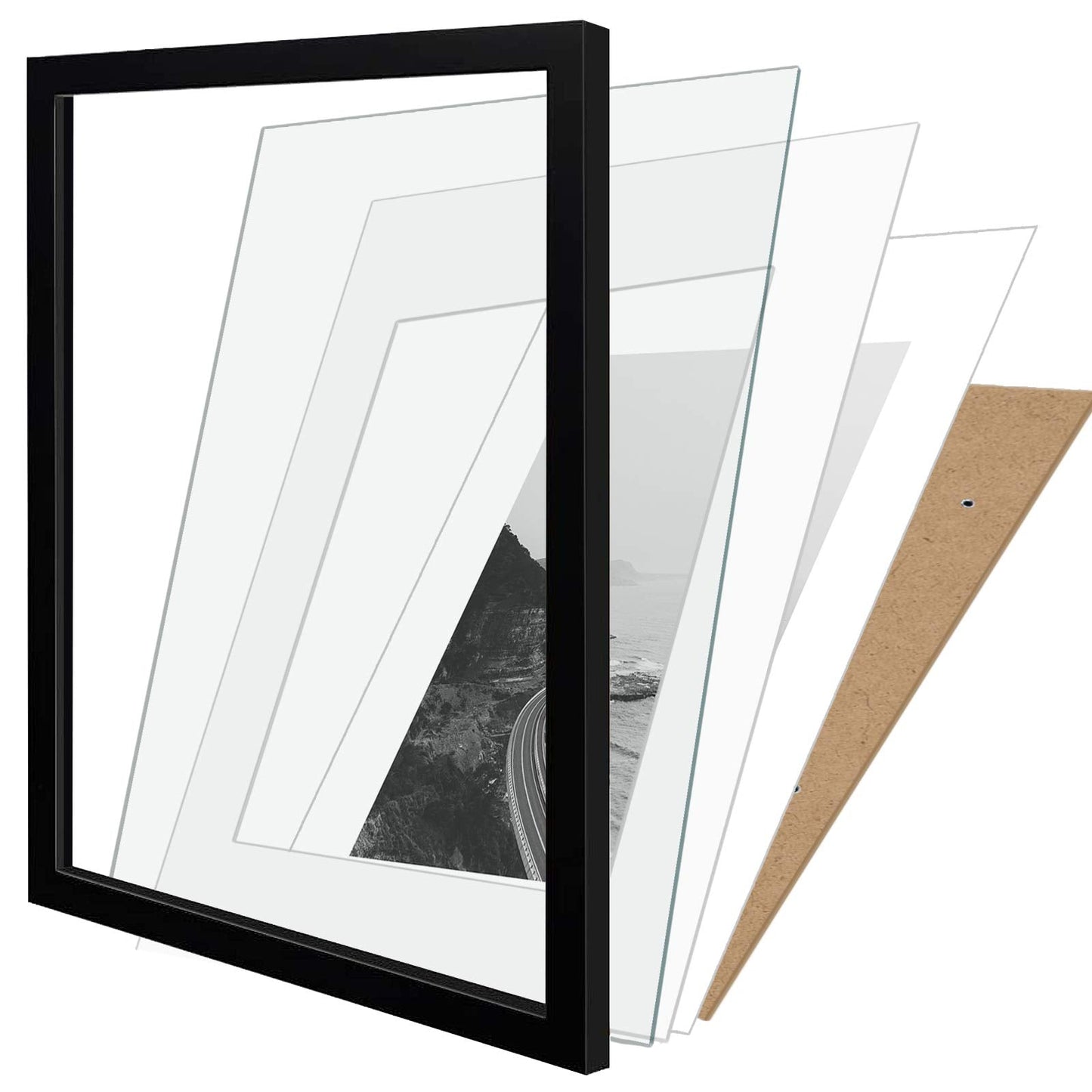 SILD A2 Poster Frame - Solid Wood Frames Black Picture Frame A2 with Mount for A3 Frame 1 Pack A2 Black