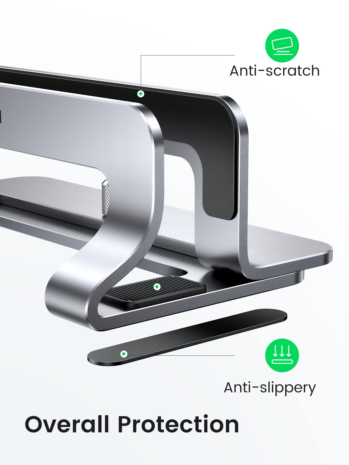 UGREEN Vertical Laptop Stand for Desk Adjustable Laptop Stand, Holder Dock Aluminum Desktop Stand, Compatible for MacBook Air Pro, Microsoft Surface(Grey) Grey