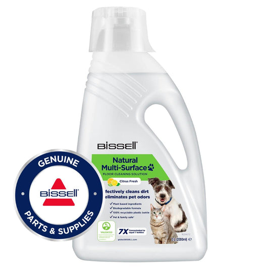 BISSELL Natural Multi Surface Floor Cleaning Solution 2L | for CrossWave, SpinWave and HydroWave | Plant Based Cleaning Ingredients, Pet & Family safe | 31221, White 2.00 l (Pack of 1)