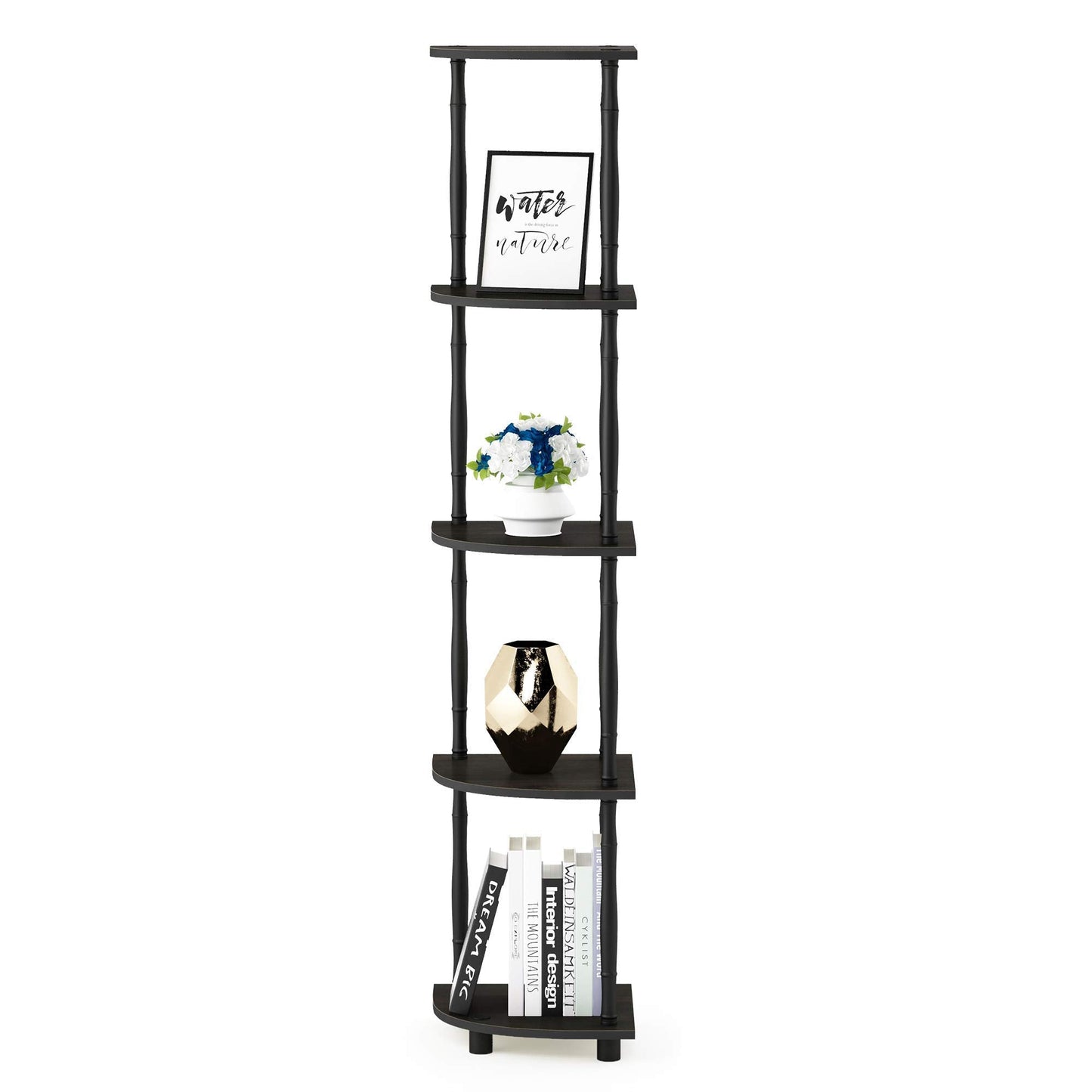 Furinno Toolless Shelves, Wood, Espresso/Black, one size 5-Tier