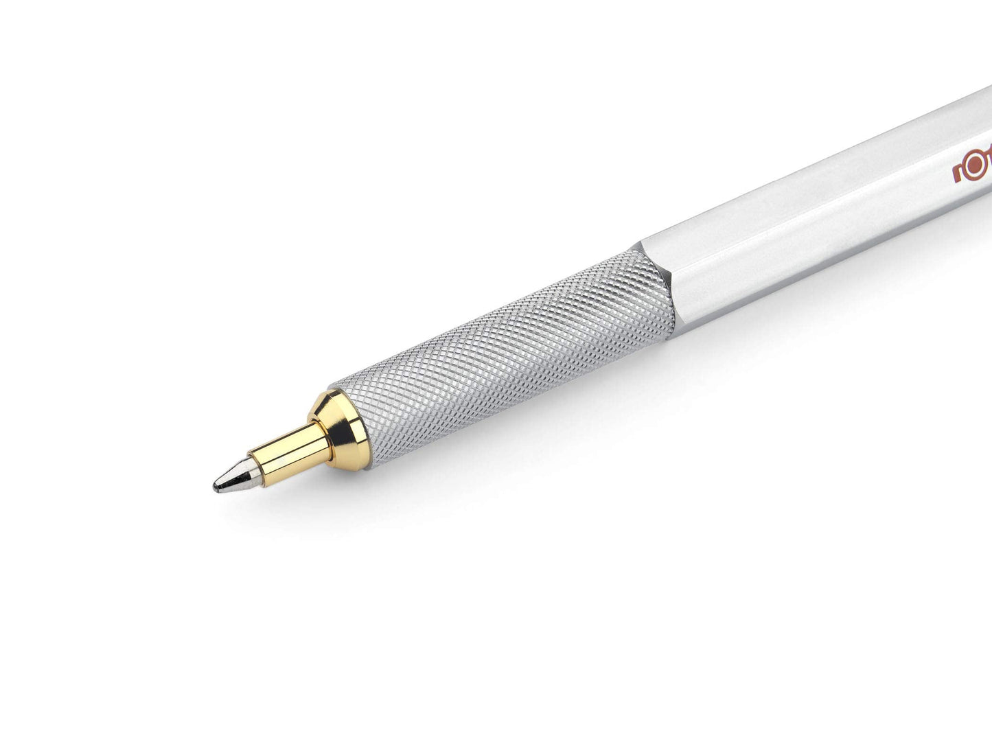 rOtring 800 Ballpoint Pen | Medium Point | Black Ink | Silver Barrel | Refillable Silver Barrel / Blue Ink