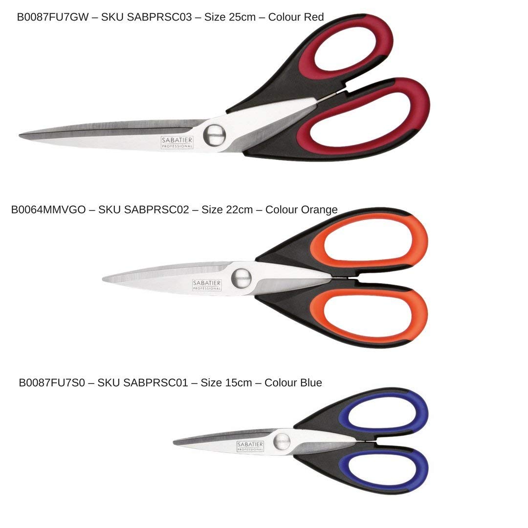 Heavy Duty All Purpose Scissor - Sabatier Professional 25cm/10”. Soft Grip, Dishwasher Safe, Multifunctional Utility General Use Long Straight Edge Snips/Shears. Taylors Eye Witness