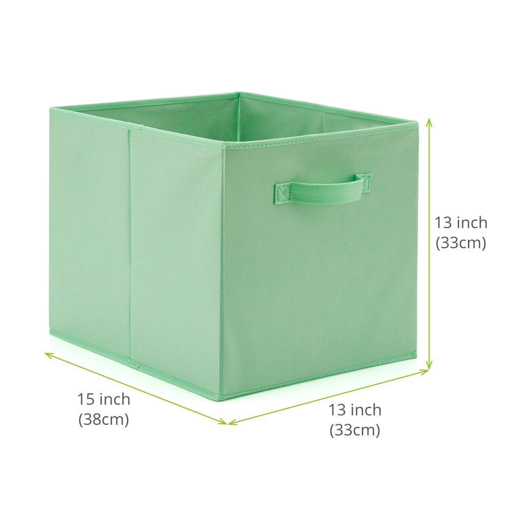 EZOWARE Set of 4 Collapsible Storage Cubes, Foldable Fabric Organizer Basket Bin Boxes Set With Handles for Baby Kids Toy Nursery Room Home Closet Drawers - 33 x 37 x 33cm / Mixed Colour