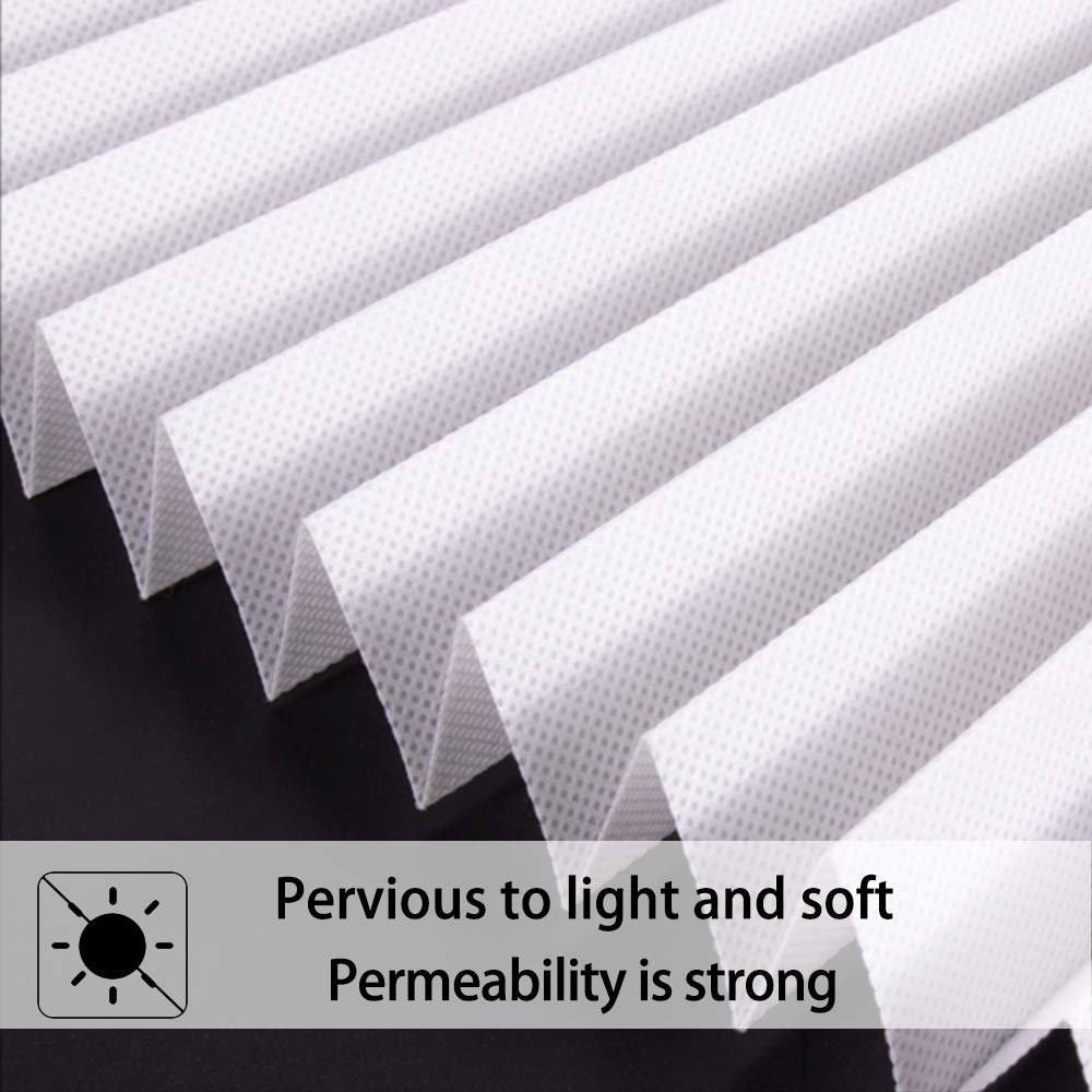 KELIXU 2 Pack Pleated Fabric Blind Light Filtering Shade Instant Stick on Blinds for Window Privacy Protection, Quick Fix and Easy to Install, with 4 Clips (90CMx180CM - 2 PACK, White) 90 CM X 180 CM (2 Pack) White - Light Filtering