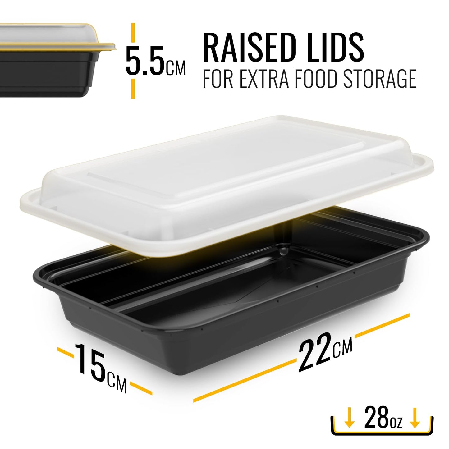 [10 Pack] 1 Compartment BPA Free Reusable Meal Prep Containers - Plastic Food Storage Trays with Airtight Lids - Microwavable, Freezer and Dishwasher Safe - Stackable Bento Lunch Boxes (28 oz)