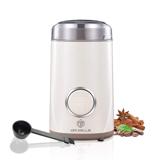 DR MILLS DM-7441W Electric Dried Spice and Coffee Grinder, Blade & Cup Made with SUS304 stianlees Steel（White) White