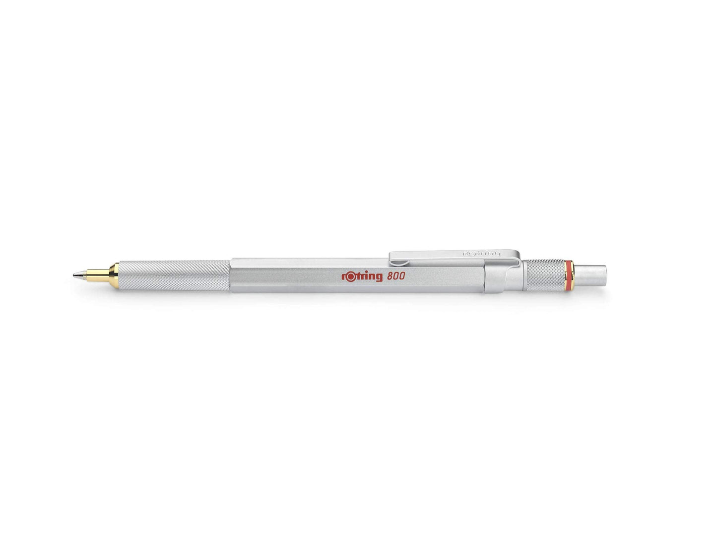 rOtring 800 Ballpoint Pen | Medium Point | Black Ink | Silver Barrel | Refillable Silver Barrel / Blue Ink