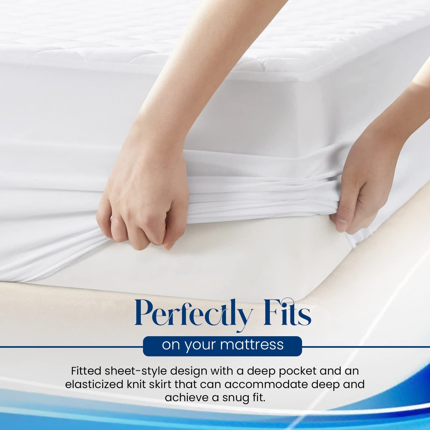 Sunshine Comforts Microfiber Quilted Waterproof Kingsize Mattress Protectors King Size - 30cm Deep Stretch Skirt King Size Mattress Protector Non-Noisy King Size Mattress Protector (150x190cm) White King - New Edition (Waterproof)