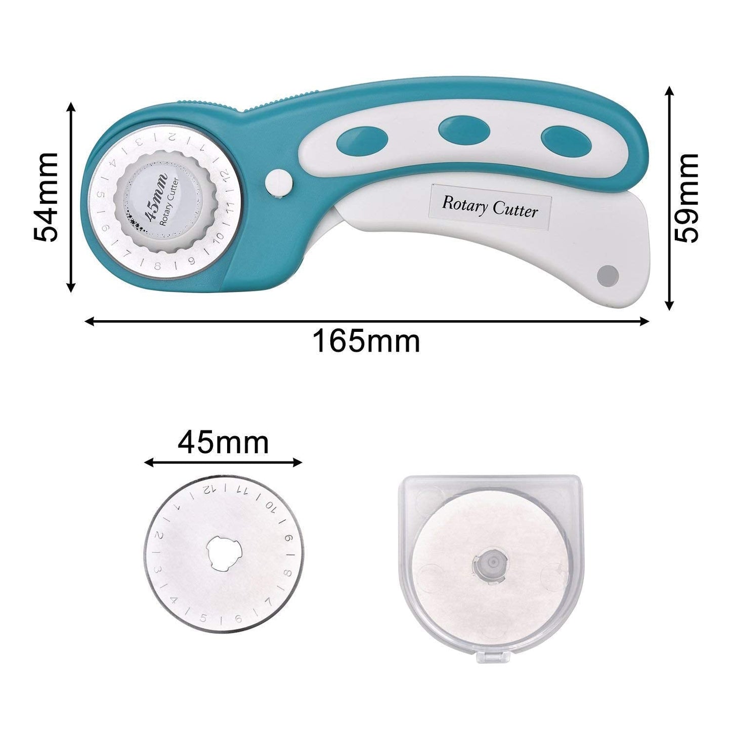 DealKits 45mm Rotary Cutter Set Handle Rolling Cutter with 3 Extra Blades and Safety Lock, Sewing Accessories and Supplies for Cutting Fabric Paper Leather Scrapbooking Quilting(Left & Right Hand)