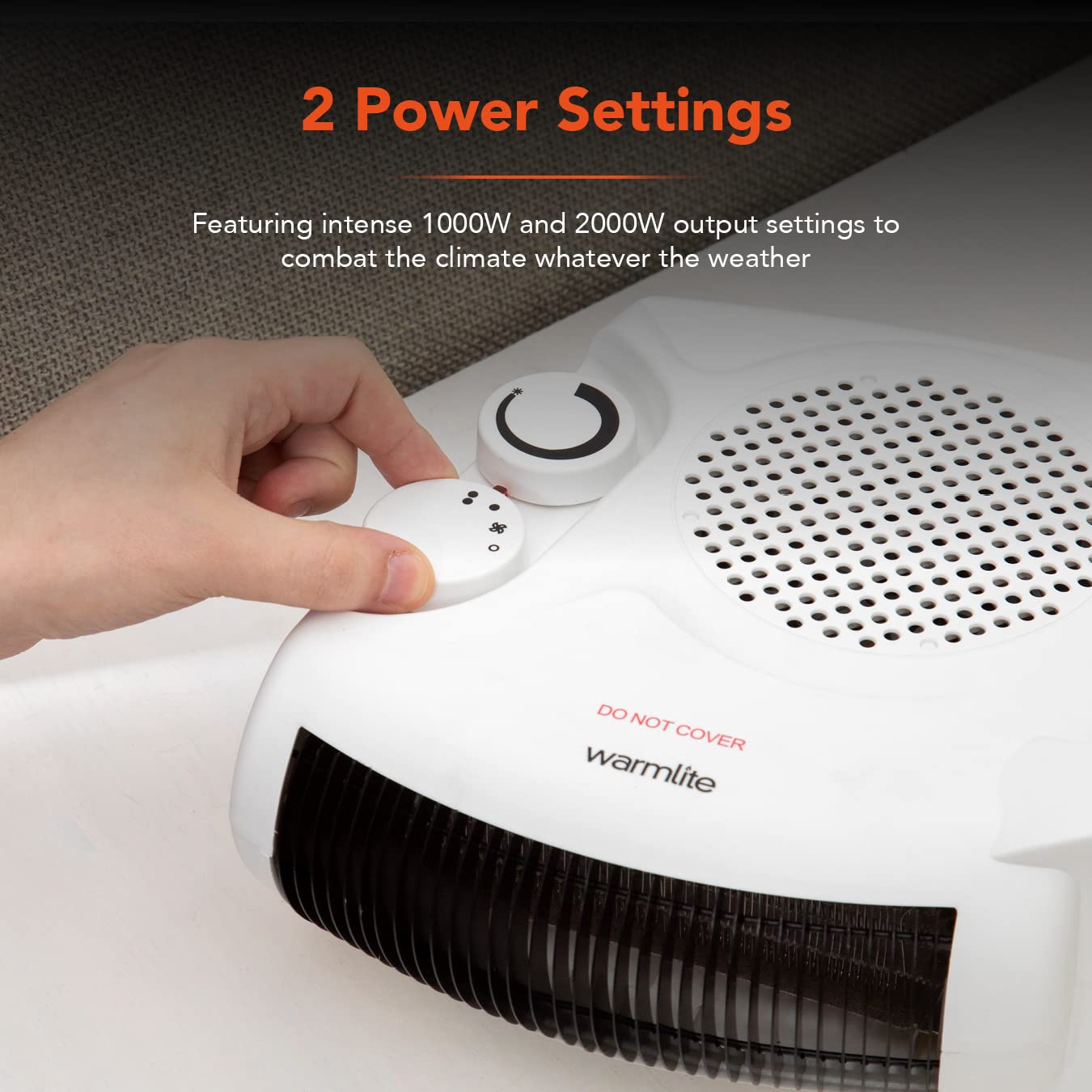 Warmlite WL44001 Thermo Fan Heater with 2 Heat Settings and Overheat Protection, 2000W, White Single