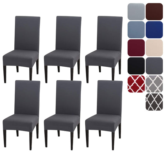 Aisprts Dining Room Chair Covers Slipcovers Set of 4 or 6, Stretch Removable Washable Dining Chair Protector Decoration Cover Seat Slipcover for Hotel,Ceremony,Banquet,Kitchen,Restaurant,Home A_grey Pack of 6