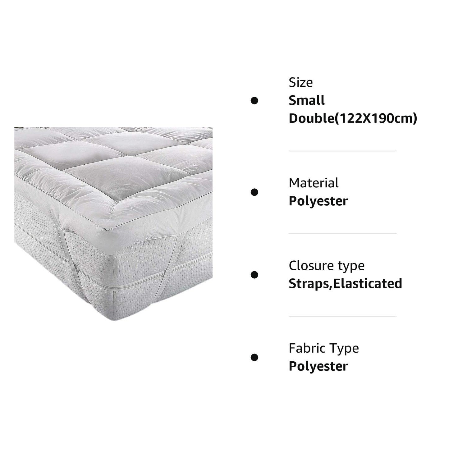 GMtextiles II HOTEL QUALITY(Microlite) MICRO FIBER MATTRESS TOPPER THICK 5 CM, BOX STITCHED,IN, ANTI ALLERGENIC (Small Double(122X190cm)) Small Double(122X190cm)