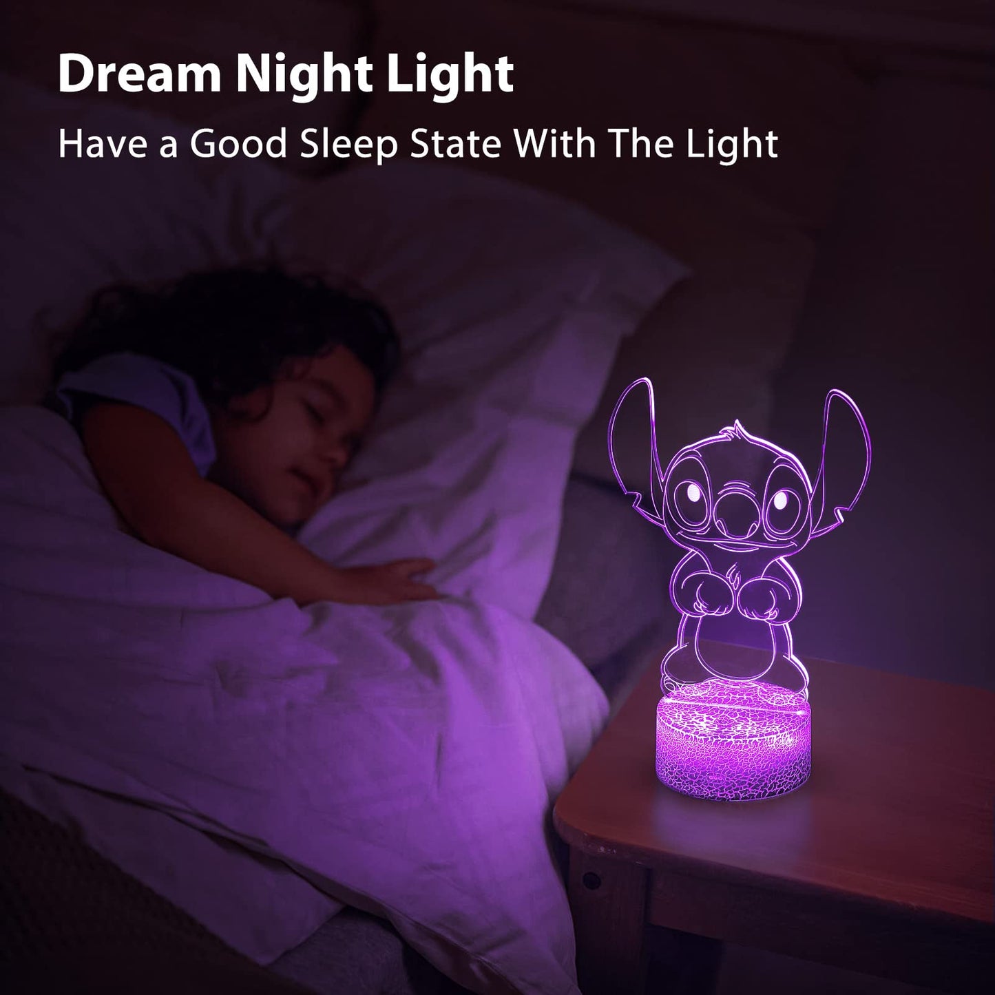 Hoofun 3D Illusion Stitch Night Light: Stitch Light with Remote Control and Smart Touch, Stitch Lamp Stitch Room Decor for Girls Birthday Christmas Stitch Gifts