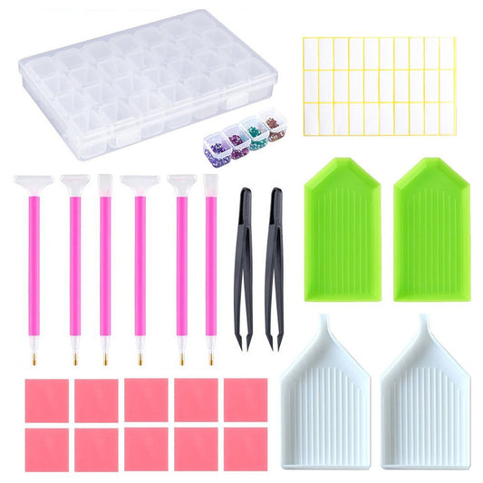 Jatidne DIY Diamond Painting Accessories Full Kit Diamond Art Tool with Diamond Embroidery Box for Diamonds Earrings Beads Necklace