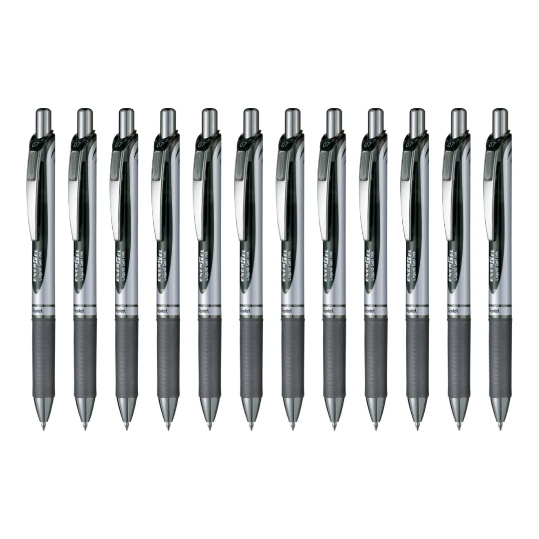 Pentel Energel XM Retractable Gel Pen with 0.7 mm Tip, Black, Pack of 12 (BL77-AO) Single