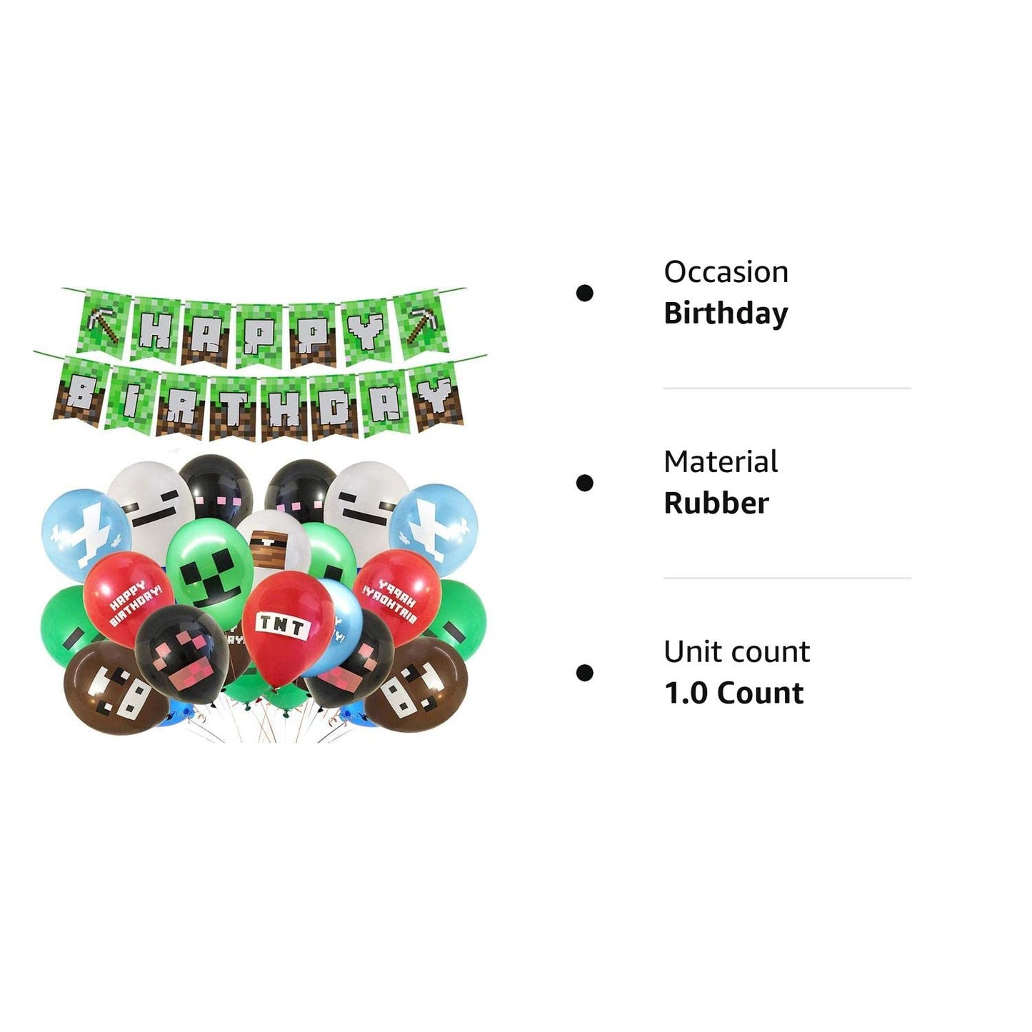 LUCOBE minecraft birthday decorations Gaming Theme Party Supplies- Including Happy Birthday Banner, Gaming Birthday Balloons for birthday boy