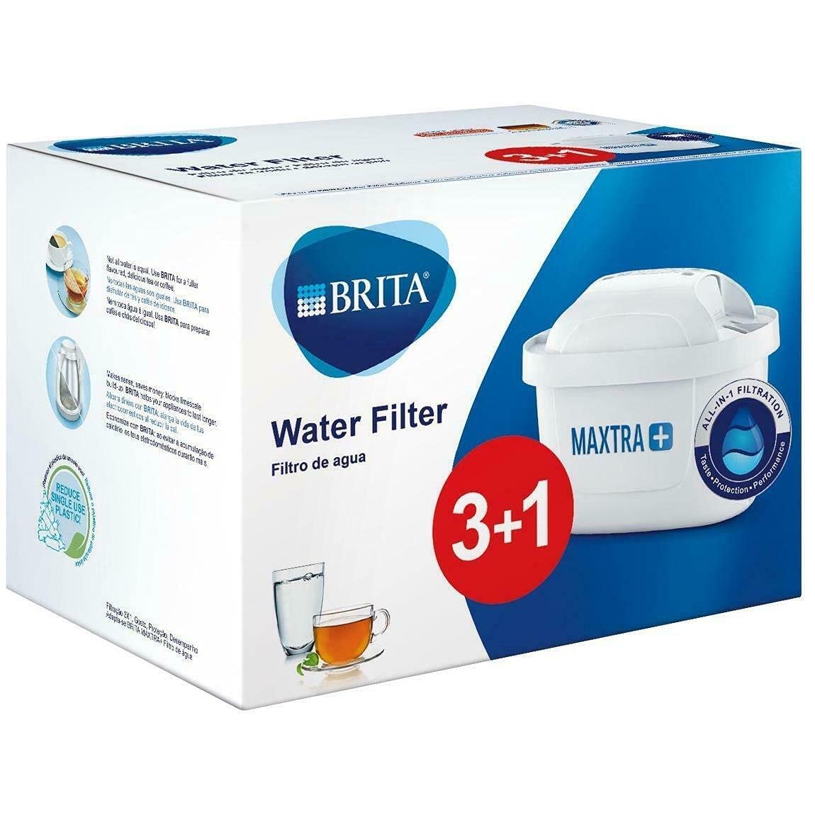 BRITA Filters for Maxtra+ Water Filter Jug, Plastic/Carbon/Resin 4 Filtri Bianco 4 Count (Pack of 1)