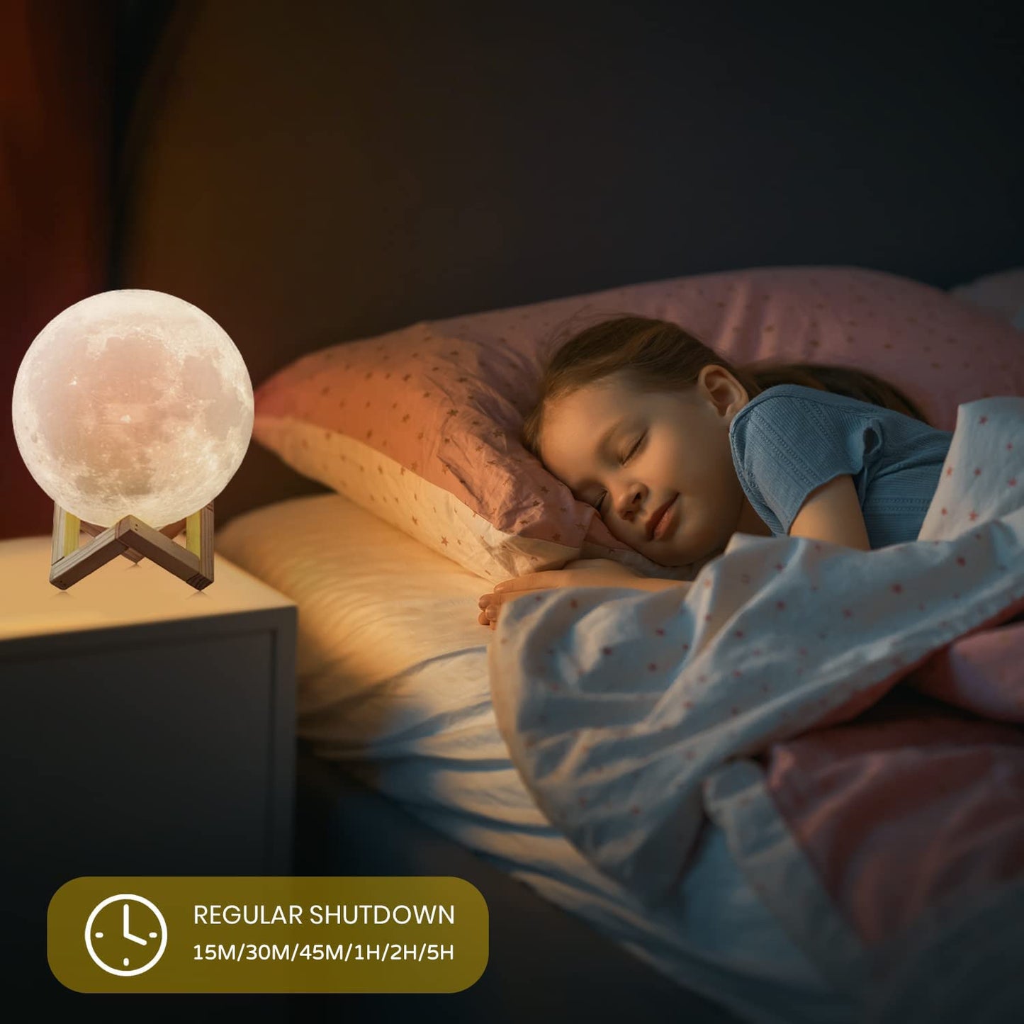 ACED Moon Lamp 2023 Upgrade with Timing 3D Printing Moon Night Light 16 Colours with Wooden Stand Remote & Touch Control and USB Rechargeable Valentines Gift for Her Him Kids Women Men Birthday M 16colors