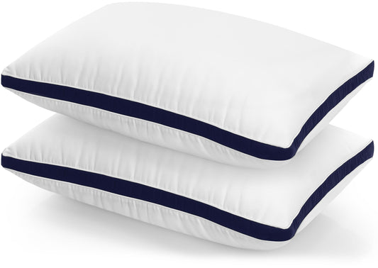 Utopia Bedding Pillows 2 Pack Queen Size, (Navy) Hotel Quality Pillows, Brushed Fabric, Bed Pillow for Back, Stomach or Side Sleepers - 18" x 26" / 45 x 66 cm Navy