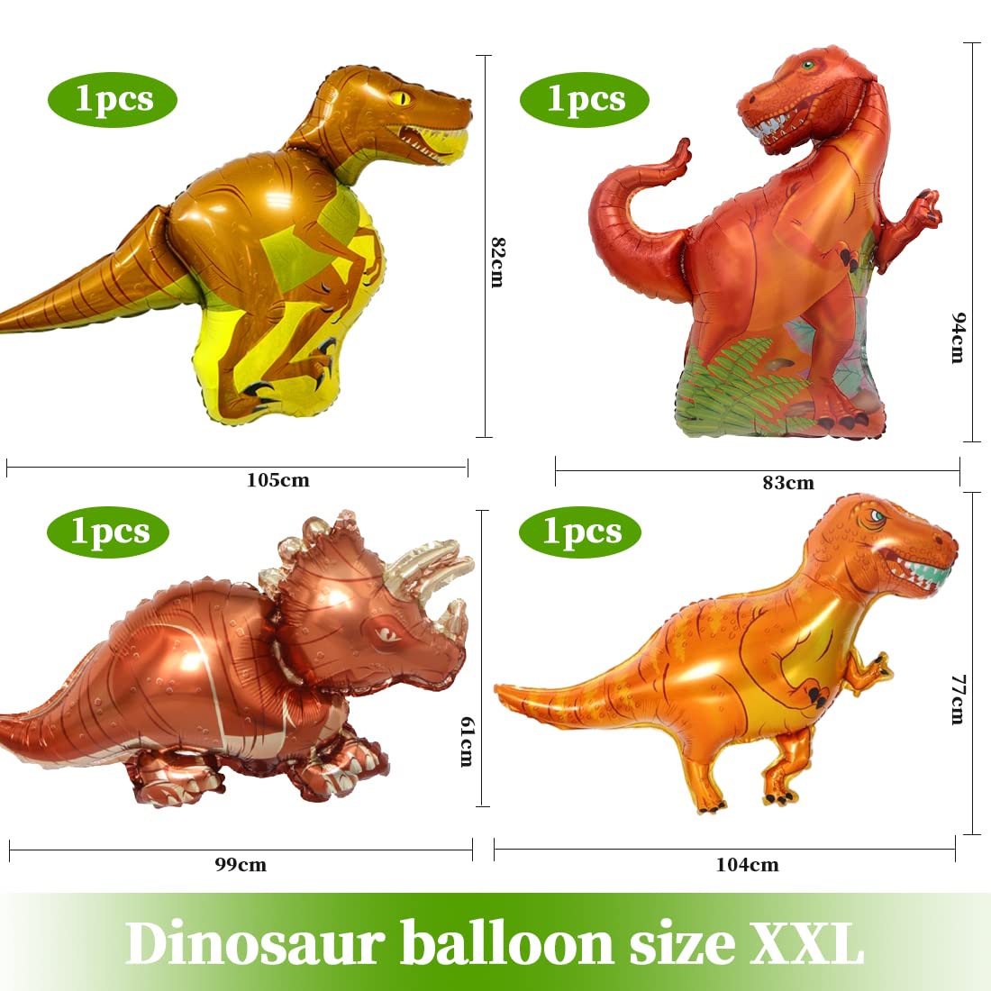 Dinosaur Birthday Party Decoration Set, Giant Dinosaur Foil Balloons, 3rd Birthday Balloons Set, 3rd Birthday Balloons Green for Dinosaur Party Decoration Jungle Party Boys Children Green-3