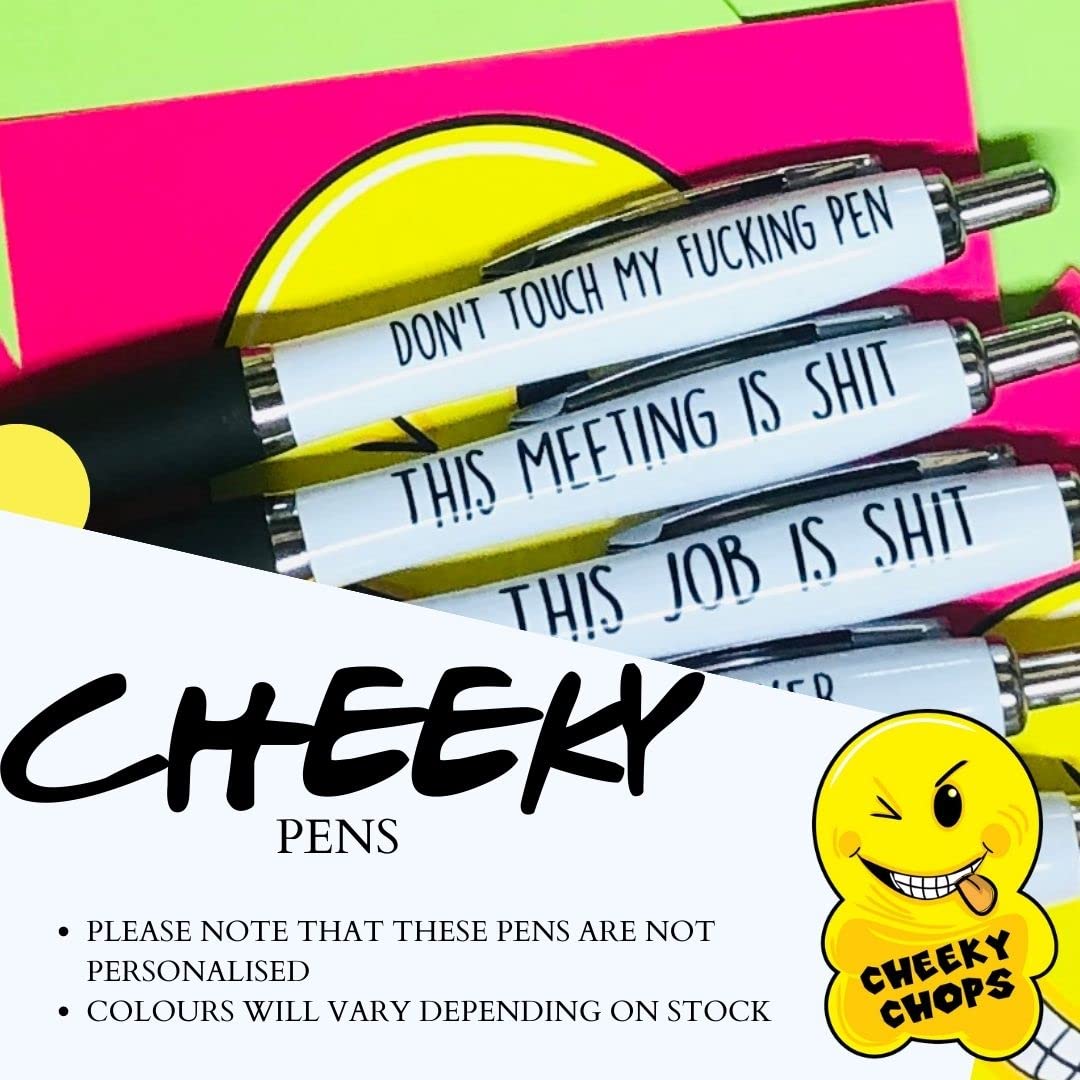 Cheeky Chops Pack of Ballpoint Pens - Funny Pen Set For Colleagues - Funky Stationery Quirky Gift - Office Desk Accessories - Rude Pen Set - Funny Friend Gift (The 10 Pack) The 10 Pack