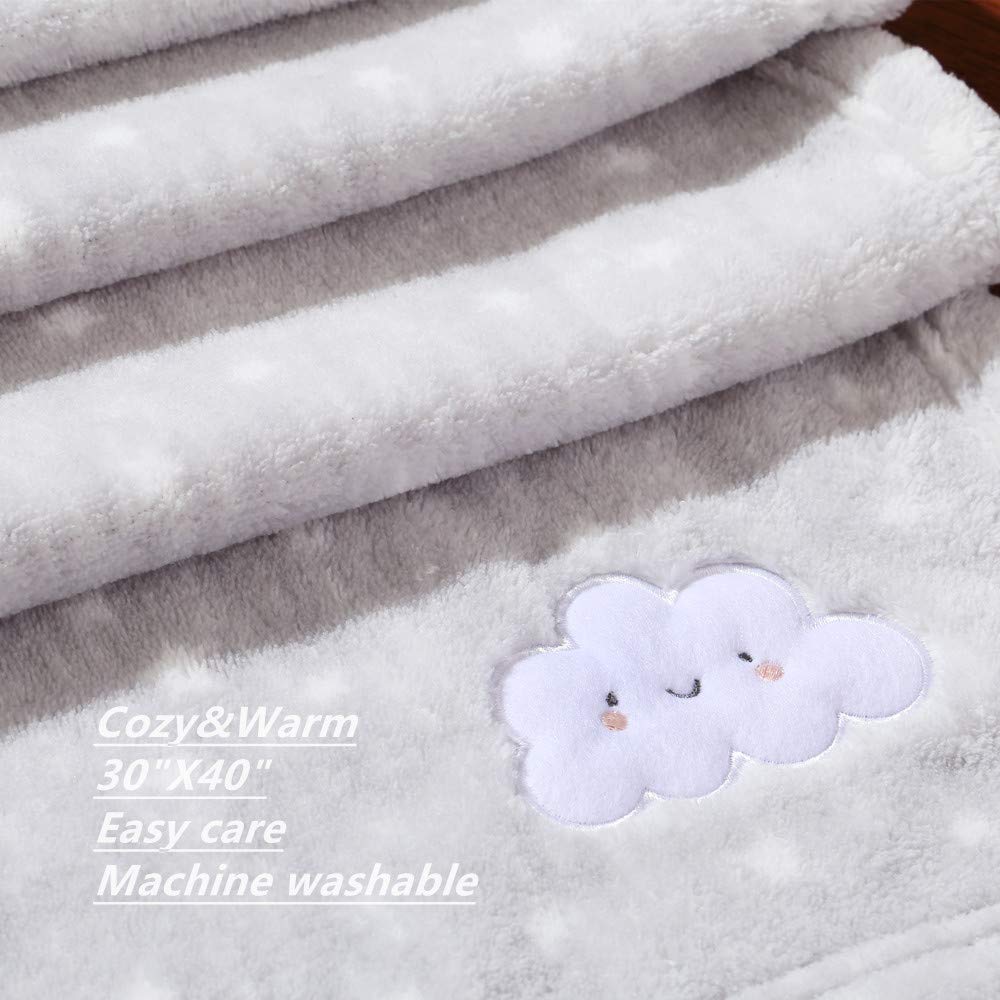 CREVENT Small Fluffy Warm Baby Throw Blanket for Boy and girl Infant Toddler Crib Cot Stroller (75cmX100cm Grey Cloud)