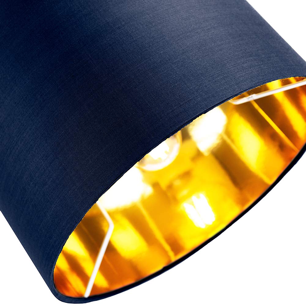 Contemporary and Chic Midnight Blue Cotton 12" Table or Pendant Circular Drum Lamp Shade with Shiny Copper Inner - 60watt Maximum by Happy Homewares 12"